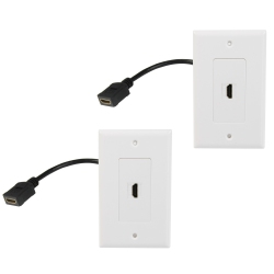 PREMIUM HDMI 2.0 Wall Plate With Female to Female HDMI Extension Cable (4K Compliant, Pair)