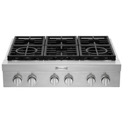 KitchenAid 36" 6-Burner Gas Cooktop (KCGC506JSS) - Stainless Steel