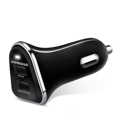 HYPERGEAR 17W Dual USB Cla Car Charger In Black