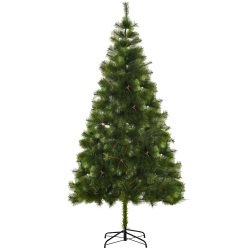 HOMCOM 7 Ft Artificial Christmas Tree, Classic Xmas Tree, Holiday Indoor Decoration With Metal Stand, 505 Branches In Green