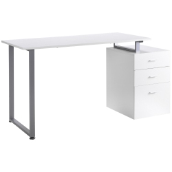 HOMCOM 47" Computer Desk Writing Table Workstation With Multi-Use Reversible File Drawers Metal Frame Home Office Furniture In White