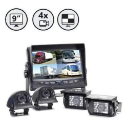 REAR VIEW SAFETY 9" Qv Display 2 X Backup Camera Both Side Cameras 2 X 66' Cables 2 X 33' Cables