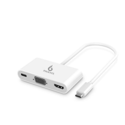 PHONENIX Phoenix USB-C to USB3.0 X 2 / VGA / HDMI / USB-Pd Adapter In White