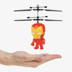 WORLD TECH TOYS Marvel Licensed Iron Man 3.5 Inch Flying Figure Ir Ufo Big Head Helicopter - 33243