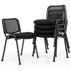 GYMAX Set Of 5 Conference Chair Mesh Back Office Waiting Room Guest Reception In Black