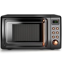 COSTWAY 0.7Cu.ft Retro Countertop Microwave Oven 700W Led Display Glass Turntable