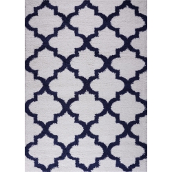 LA DOLE RUGS Ladole Rugs Shaggy Fes Abstract Polypropylene Area Rug Carpet In Dark White, 8X11 (7'10" X 10'5", 240Cm X 320Cm) In Blue