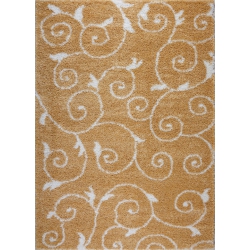 LA DOLE RUGS Ladole Rugs Shaggy Rabat Abstract Spirals Indoor Small Mat Doormat In Dark White, 2X3 (1'10" X 2'11", 57Cm X 90Cm) In Yellow