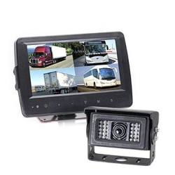 REAR VIEW SAFETY Backup Camera System With Waterproof Quad View Monitor And Heated Camera 66' Cable