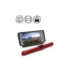 REAR VIEW SAFETY Universal Third Brake Light Camera 7" Clip-On Mirror Monitor 33Ft Cable