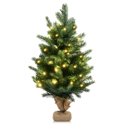 COSTWAY 24" Pre-Lit Tabletop Fir Artificial Christmas Tree With 35 Led Lights And Timer