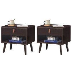 COSTWAY Set Of 2 Nightstand Sofa Side End Bedsidetable Drawer