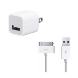 CSMART 5W USB Power Wall Plug Charger Adapter + 3.3Ft 30 Pin USB Data Cable Cord for Ipad 1 2 3, Ipod, Iphone 3G 3Gs 4G 4S