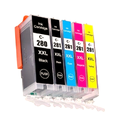 GOTONERS Generic Packaged 5-Pk Compatible Canon 280 281 Pgi-280Xxl Cli-281Xxl Ink for Pixma Tr7520 Tr8520 Ts6120 Ts6220 Ts8220 Ts9120 Ts9520 Ts9521C