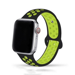 CSMART Sports Silicone Band Replacement Band Strap for Apple Watch Iwatch Series 1 to 10 Se Ultra, 38MM 40MM 41MM 42Mm(Series 10), Black In Green