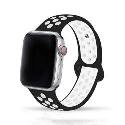 CSMART Sports Silicone Band Replacement Band Strap for Apple Watch Iwatch Series 1 to 10 Se Ultra, 38MM 40MM 41MM 42Mm(Series 10), Black In White