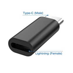 CSMART [2 Packs] Lightning Female to USB Type C Male Adapter Connector Converter for Iphone Ipad Samsung Android Phones In Black
