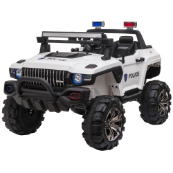 AOSOM 2-Seater Kids Ride On Police Car, 12V 7Ah Ride On Truck, Electric Car for Toddlers \w Remote Control, Led Lights, Big Wheels, 4 Shock