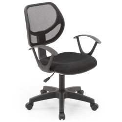 HODEDAH Mesh Mid-Back Adjustable Height Task Chair In Fabric In Black