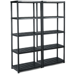 GYMAX 2 PCs 5-Tier Ventilated Shelving Storage Rack Free Standing Multi-Use Shelf Unit
