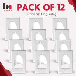 BEST VIEW MOUNTS Bestmounts 1-Gang Recessed Low Voltage Bulk Cable Pass Through Wall Plate – (1-Gang; 12-Pack) In White