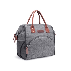 HISEN Waterproof Cooling Insulated Lunch Bag-Black (Grey)