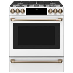 Café 30" 5.7 Cu. Ft. True Convection 6-Burner Slide-In Gas Range (CC2S900P4MW2) - Matte White