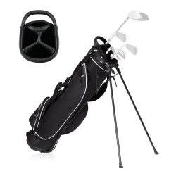 GYMAX Golf Stand Cart Bag Club With Carry Organizer Pockets In Black