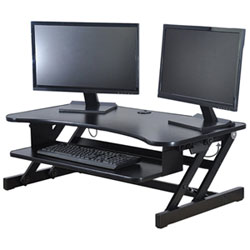 Rocelco DADR Deluxe Standing Desk Riser with Keyboard Tray - Black