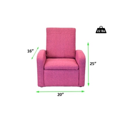 UNCAGED ERGONOMICS Stash Folding Kids Storage Chair & Ottoman Conversion (Pink)