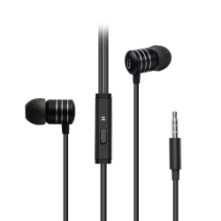 UOLO Pulse Premium Wired Earbuds With Remote & Microphone - 3.5MM In-Ear Stereo Headphone Earphone - Metallic In Black