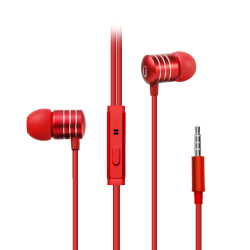 UOLO Pulse Premium Wi Earbuds With Remote & Microphone - 3.5MM In-Ear Stereo Headphone Earphone - Metallic In Red