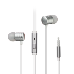 UOLO Pulse Premium Wired Earbuds With Remote & Microphone - 3.5MM In-Ear Stereo Headphone Earphone - Metallic In Silver