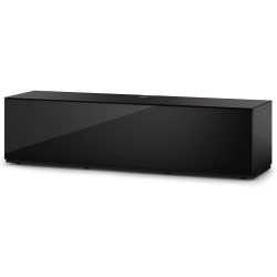 SONOROUS Studio St-160B Wood And Glass Modern Tv Stand With Hidden Wheels for Sizes Up to 75" (Comes With I/r Repeater) -Black