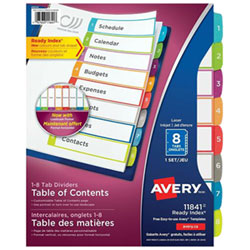 Avery Ready Index Customizable Table of Contents Dividers (11841) - 8 Tabs