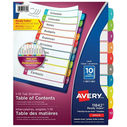 Avery Ready Index Customizable Table of Contents Dividers (11842) - 10 Tabs
