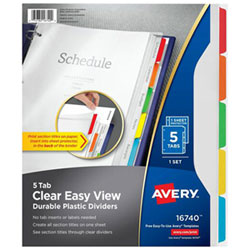 Avery Clear Easy View Durable Plastic Dividers (16740) - 5 Tabs