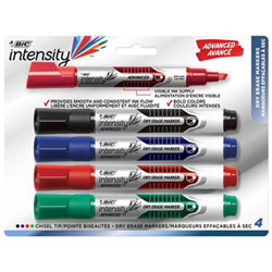 BIC Intensity Advanced Chisel Tip Gel Dry Erase Whiteboard Markers - 4 Pack