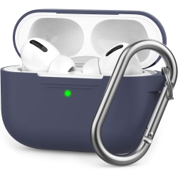 NAVOR Airpods Pro Case Protective Cover [Front Led Visible] [Added Carabiner] Compatible With Apple Airpods Pro 2019 (Midnight Blue)