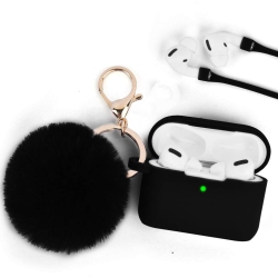 HLD V-Moro Silicone Cover for Airpods Pro Charging Case 2019 Release Portable & Shockproof for Apple Airpods Pro In Black