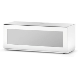 SONOROUS Studio St-110B Wood And Glass Modern Tv Stand With Hidden Wheels for Sizes Up to 65" (Frosted Glass Cover) - In White