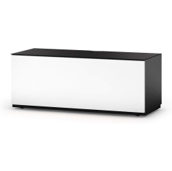 SONOROUS Studio St-110B Wood And Glass Modern Tv Stand With Hidden Wheels for Sizes Up to 65" (Comes With I/r Repeater) -Black