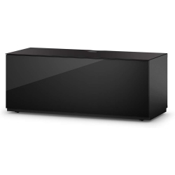 SONOROUS Studio St-110B Wood And Glass Modern Tv Stand With Hidden Wheels for Sizes Up to 65" (Comes With I/r Repeater) -Black