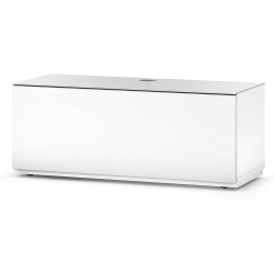 SONOROUS Studio St-110B Modern Wood And Glass Tv Stand With Hidden Wheels for Sizes Up to 65" (Comes With I/r Repeater) -White