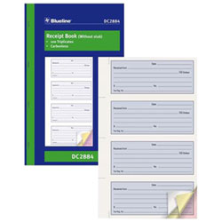 Blueline 6 3/4" x 11" Receipt Forms Book - 100 Sheet(s) - Blue Cover - 1 Each