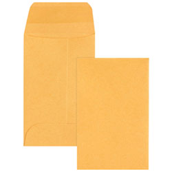 Business Source 2 1/4" x 3 1/2" Small Coin Kraft Envelopes - 500 / Box - Brown Kraft