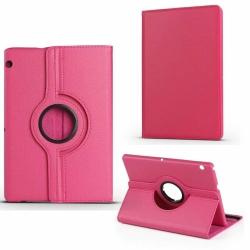 CSMART 【】 360 Rotating Pu Leather Stand Case Smart Cover for Huawei Mediapad T5 10 10.1", Hot In Pink