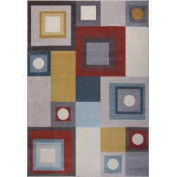 LA DOLE RUGS Ladole Rugs Ayala Bohemian Geometric Squares & Rounds Multicolor Indoor Area Rug Carpet, 5X7 (5'3" X 7'3", 160Cm X 220Cm)