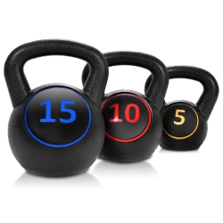 GYMAX 3PC Vinyl Kettlebell Kit Body Muscles Training Weights Set