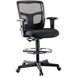 Lorell Ratchet Mid-Back Mesh Stool Office Chair - Black